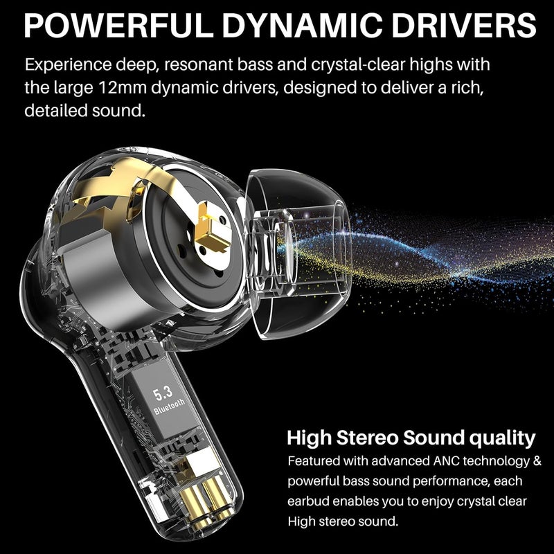 TOZO Hybrid Active Noise Cancelling Wireless Earbuds with 6 Mics AI Clear Call Ear Buds 68H Playtime with LED Display 32 Preset EQs via APP Bluetooth 5.3 IPX8 Waterproof in Ear Headphones - Image 2